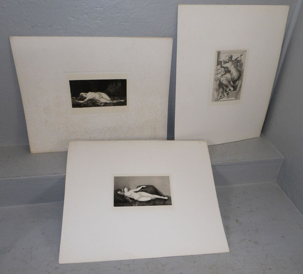 Three Unframed Engravings, (Including Two Nudes ) (1 of 9)