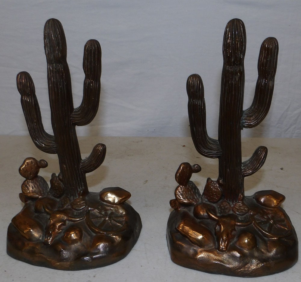 Pair of Copper Finish Metal Cactus Bookends (1 of 3)