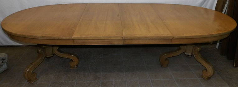 Walnut & Burled Mid Century Modern Oval Banded Top Dining Table with Two Leaves by Thomasville (1 of 4)