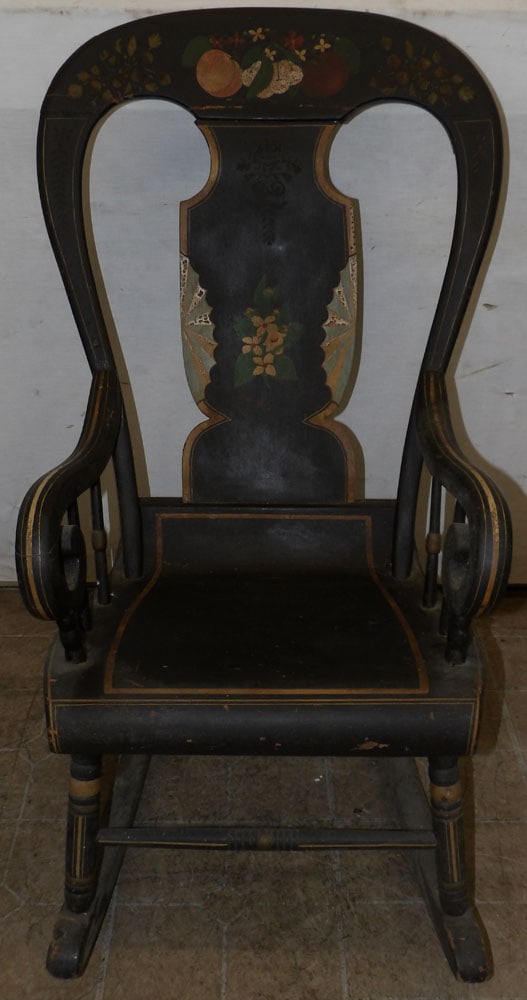 Antique Painted Rocker: Antique Painted Rocker . 41 1/2" H ALL DESCRIPTIONS AND ANY CONDITION STATEMENT GIVEN BY LANGSTON AUCTION GALLERY ARE STRICTLY OPINIONS AND LANGSTON'S SHALL HAVE NO RESPONSIBILITY FOR ERRORS OR OMISSI