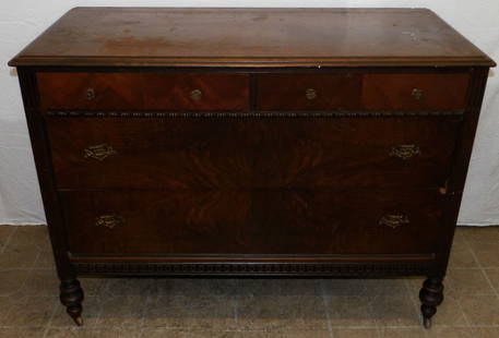 Antique Walnut Three Drawer Chest: Antique Walnut Three Drawer Chest . 47 1/2" W 22" D 35 1/2" H ALL DESCRIPTIONS AND ANY CONDITION STATEMENT GIVEN BY LANGSTON AUCTION GALLERY ARE STRICTLY OPINIONS AND LANGSTON'S SHALL HAVE NO RESPONSI