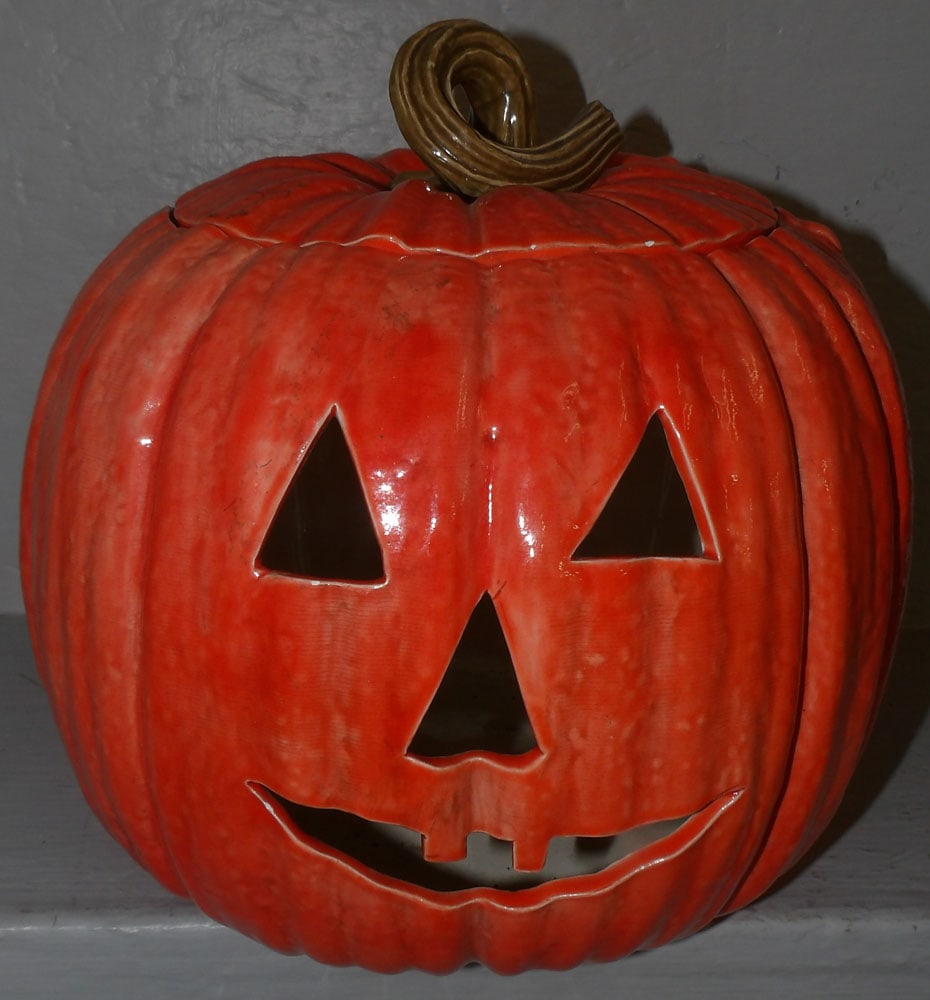 Painted Ceramic Pumpkin Candle Lantern (1 of 4)