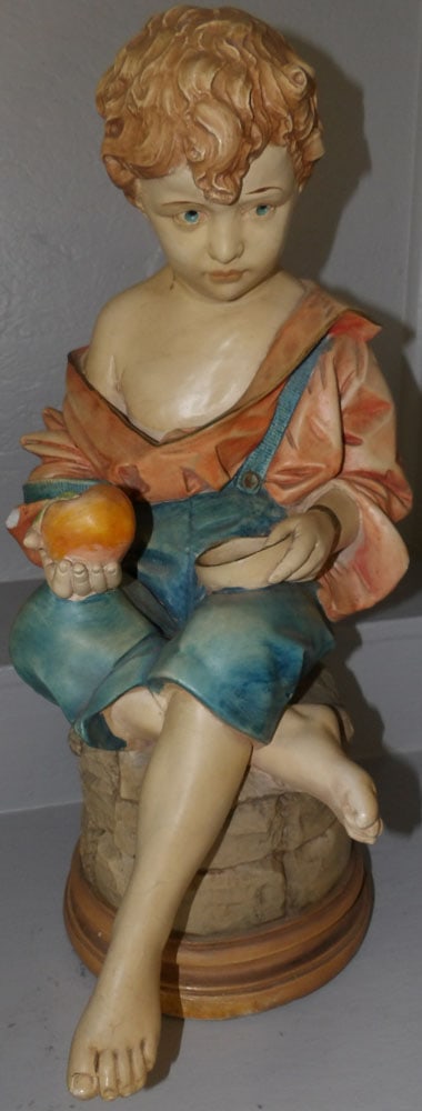 Painted Ceramic Statue of Young Boy (1 of 3)