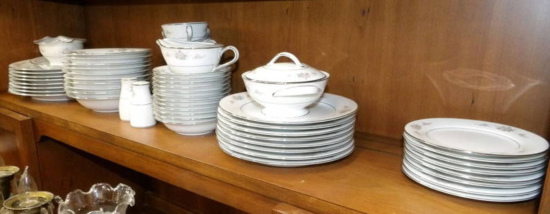 63 Pieces of Noritake, (Astor Rose): 63 Pieces of Noritake, (Astor Rose). ALL DESCRIPTIONS AND ANY CONDITION STATEMENT GIVEN BY LANGSTON AUCTION GALLERY ARE STRICTLY OPINIONS AND LANGSTON'S SHALL HAVE NO RESPONSIBILITY FOR ERRORS OR OMIS