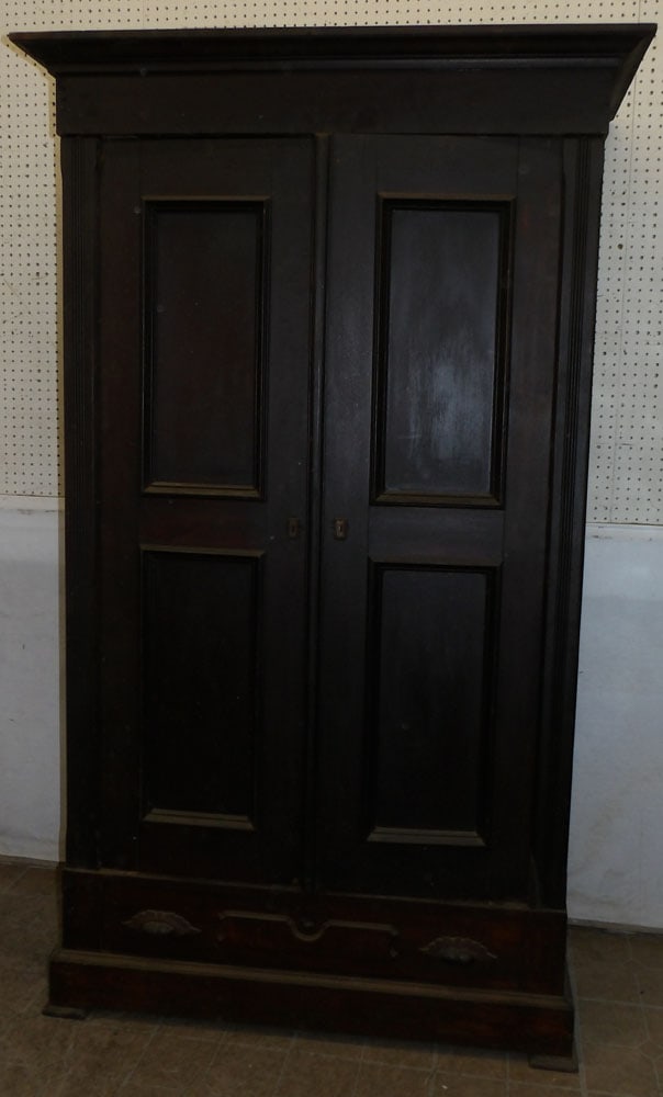 Antique Walnut Victorian Two Door Wardrobe with One Drawer Base (1 of 5)