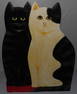 Large Painted Wood Cat Door Stop
