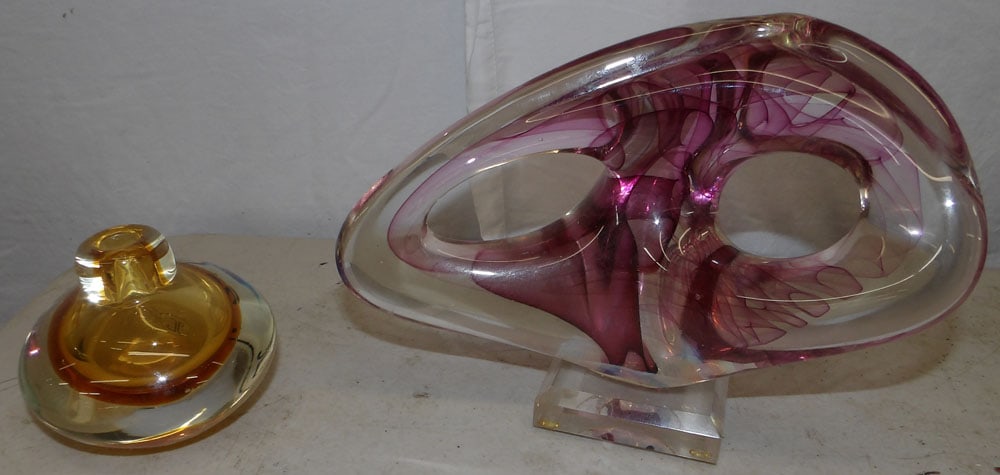 Art Glass Paperweight Form Ink Bottle & Sculpture: Art Glass Paperweight Form Ink Bottle & Sculpture. Up to 6 1/2" H ALL DESCRIPTIONS AND ANY CONDITION STATEMENT GIVEN BY LANGSTON AUCTION GALLERY ARE STRICTLY OPINIONS AND LANGSTON'S SHALL HAVE NO RESP