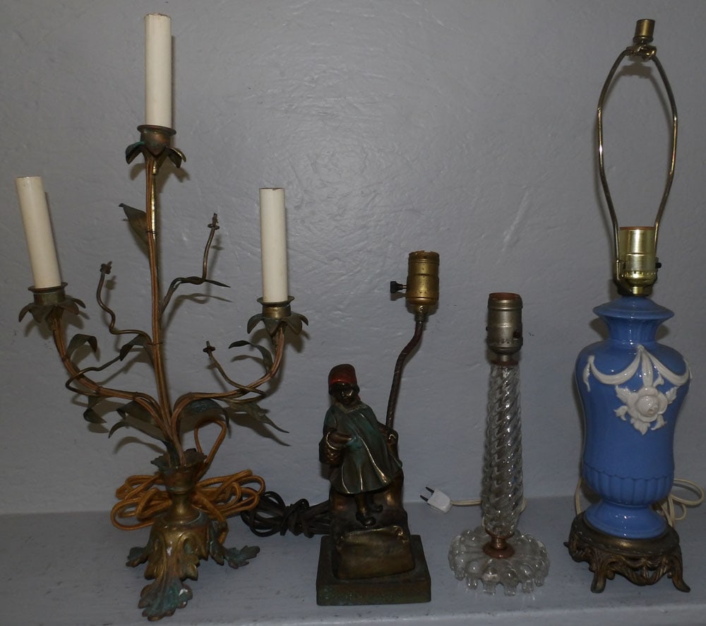 Lot of Glass, Porcelain, & Metal Lamps (1 of 5)
