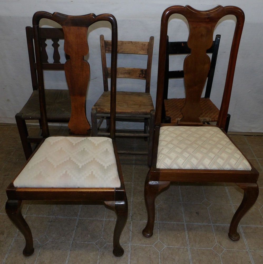 Lot of Antique Chairs: Lot of Antique Chairs . Up to 41" H ALL DESCRIPTIONS AND ANY CONDITION STATEMENT GIVEN BY LANGSTON AUCTION GALLERY ARE STRICTLY OPINIONS AND LANGSTON'S SHALL HAVE NO RESPONSIBILITY FOR ERRORS OR OMISS