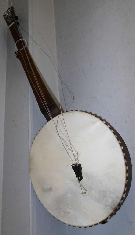 Decorative Mandolin: Decorative Mandolin. 37 3/4" L ALL DESCRIPTIONS AND ANY CONDITION STATEMENT GIVEN BY LANGSTON AUCTION GALLERY ARE STRICTLY OPINIONS AND LANGSTON'S SHALL HAVE NO RESPONSIBILITY FOR ERRORS OR OMISSIONS.