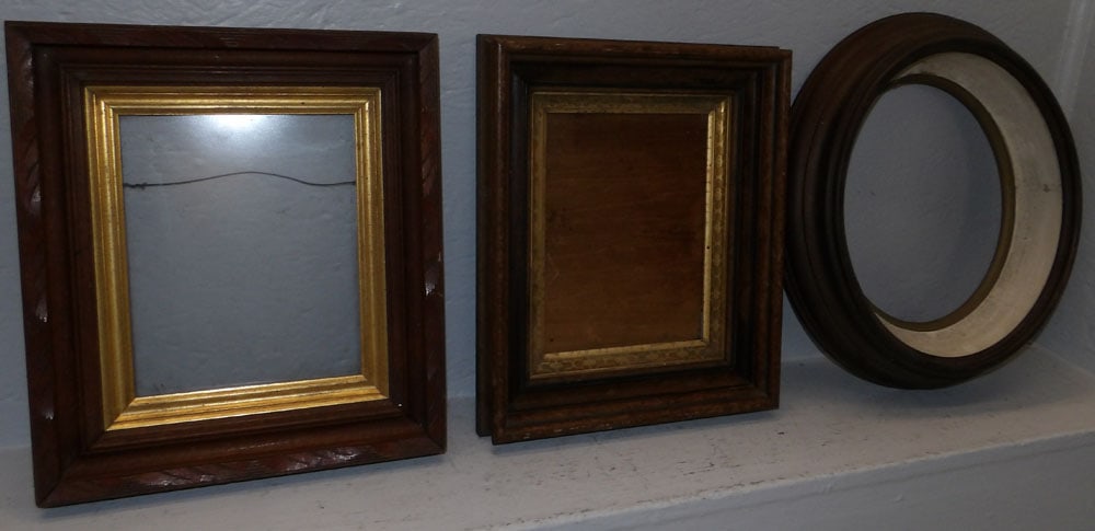 Three Antique Walnut Shadowbox Frames (1 of 4)