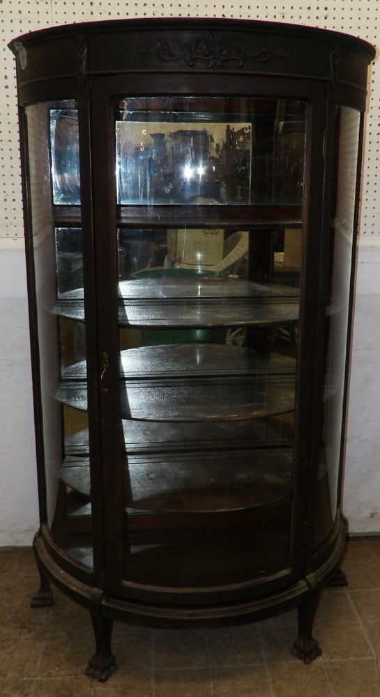 Antique Mahogany Bow Front China Cabinet (1 of 7)