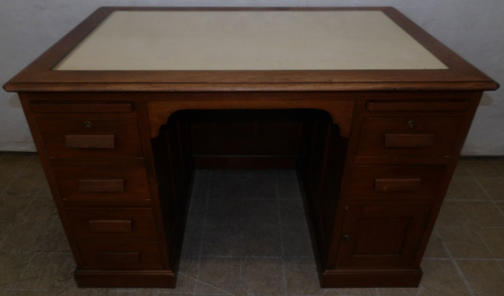 Antique Walnut Desk with Glass Top (1 of 6)