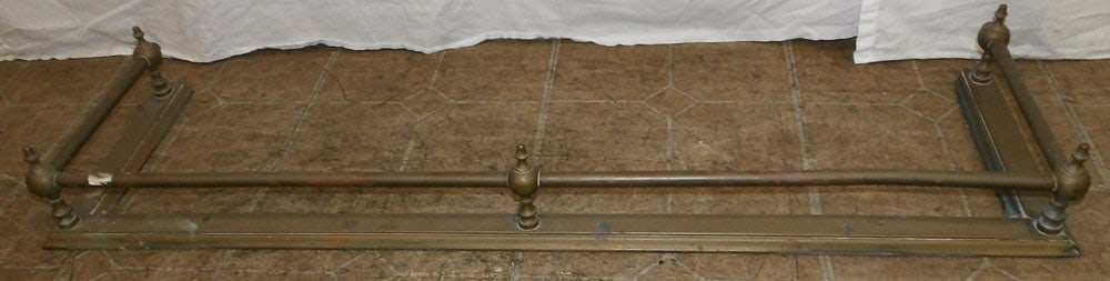 Brass Fireplace Fender: Brass Fireplace Fender . 42" W 12" D 4 1/2" H ALL DESCRIPTIONS AND ANY CONDITION STATEMENT GIVEN BY LANGSTON AUCTION GALLERY ARE STRICTLY OPINIONS AND LANGSTON'S SHALL HAVE NO RESPONSIBILITY FOR ERROR