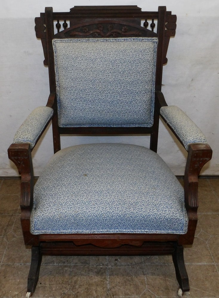 Antique Carved Walnut Victorian Rocker (1 of 6)