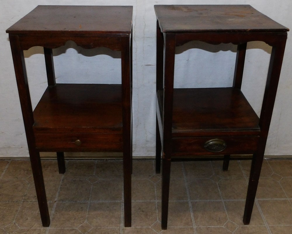 Two 19th Century Mahogany Stands, (As Is): Two 19th Century Mahogany Stands, (As Is). 15" W 14 3/4" D 32 1/2" H ALL DESCRIPTIONS AND ANY CONDITION STATEMENT GIVEN BY LANGSTON AUCTION GALLERY ARE STRICTLY OPINIONS AND LANGSTON'S SHALL HAVE NO R