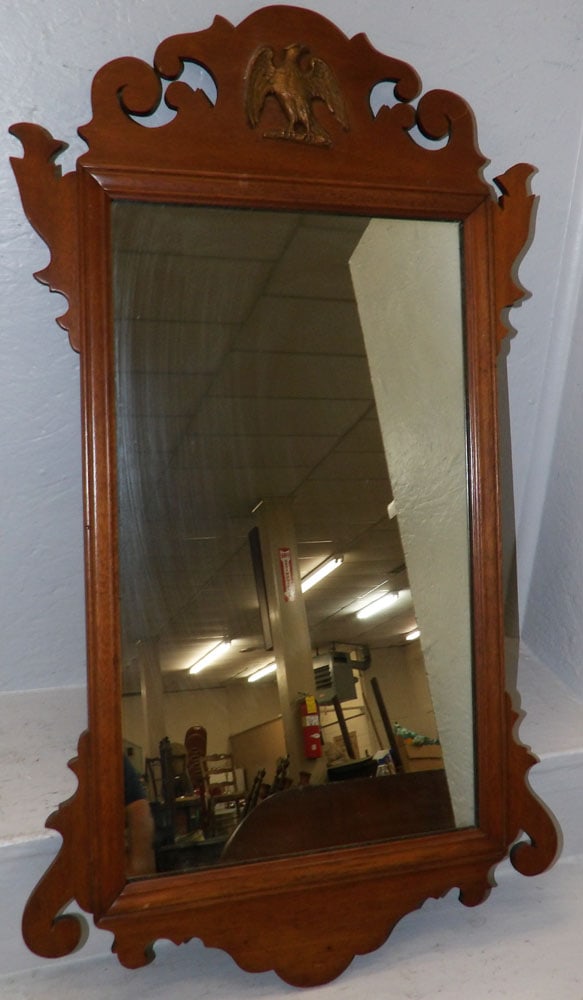 Mahogany Framed Mirror with Eagle Top (1 of 4)