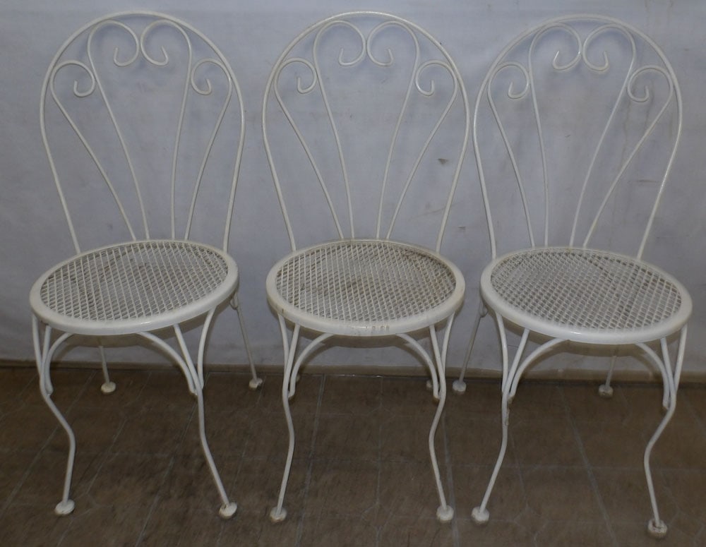Three Painted Wrought Iron Outdoor Chairs (1 of 6)
