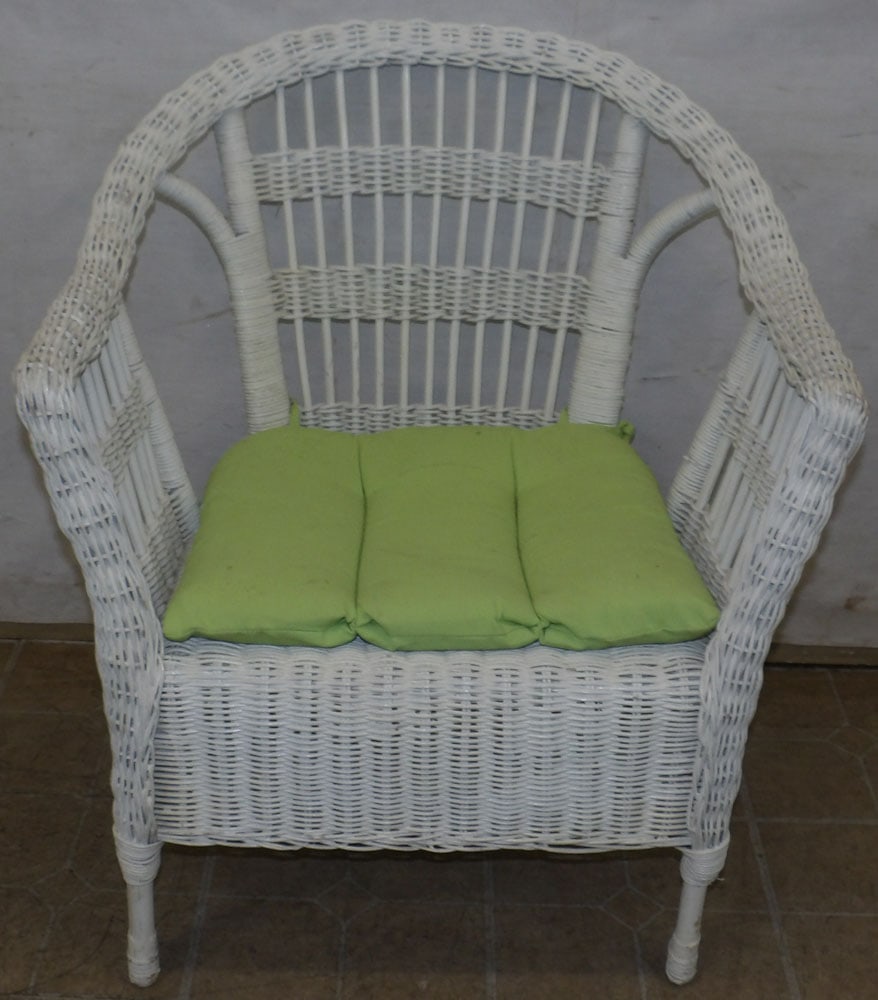 Painted Wicker Arm Chair (1 of 5)