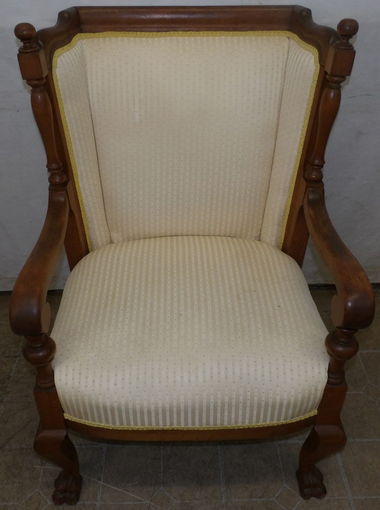 Mahogany & Upholstered Victorian Arm Chair (1 of 5)