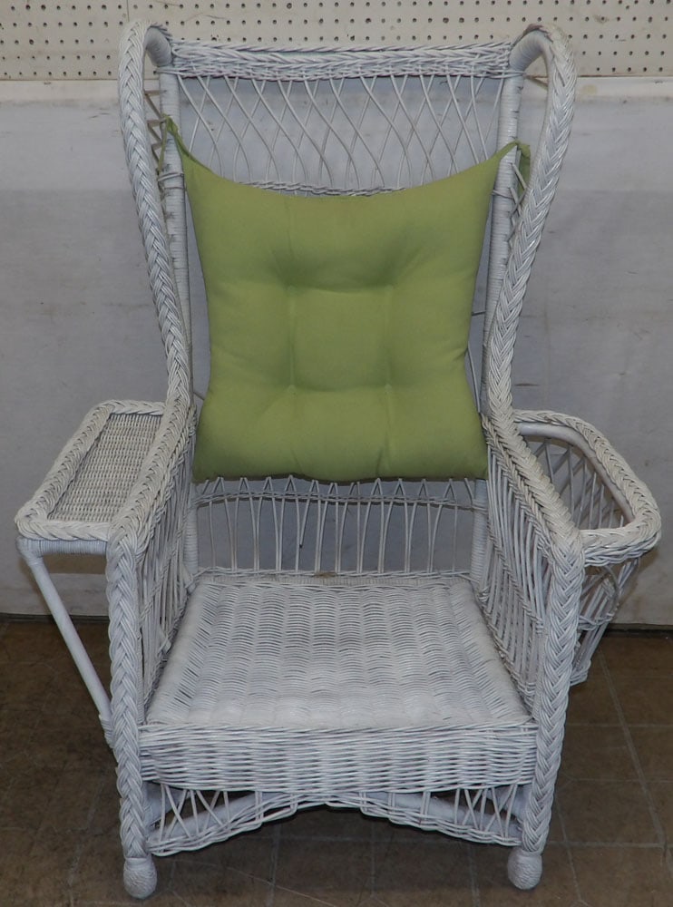 Painted Wicker Arm Chair (1 of 5)
