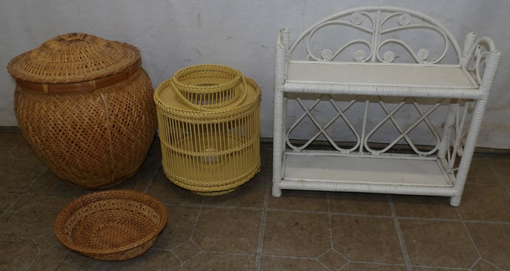 Painted Wicker Shelf & Baskets (1 of 3)