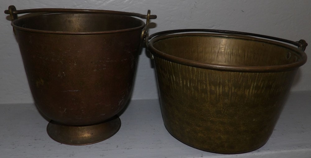 Two Antique Brass Buckets (1 of 2)