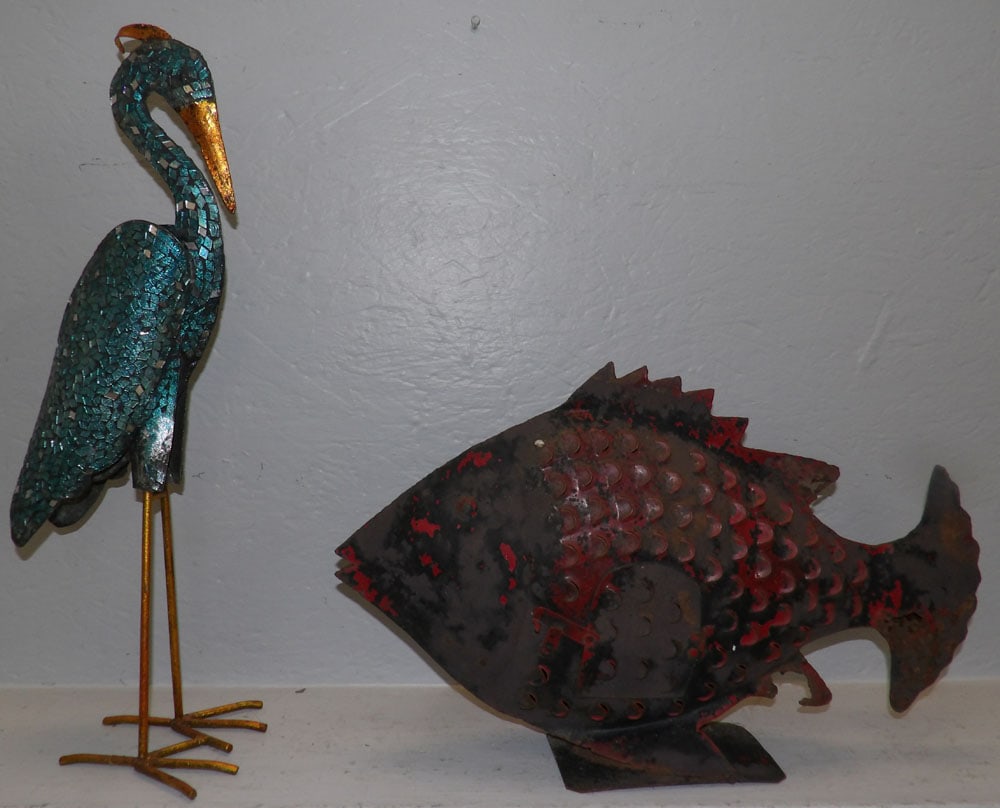 Painted Metal Fish & Heron (1 of 5)