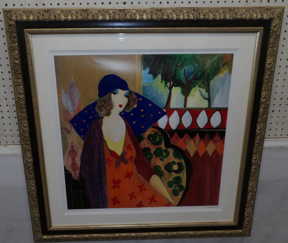 Framed Colored Serigraph by Tarkay Itzchak (1 of 5)