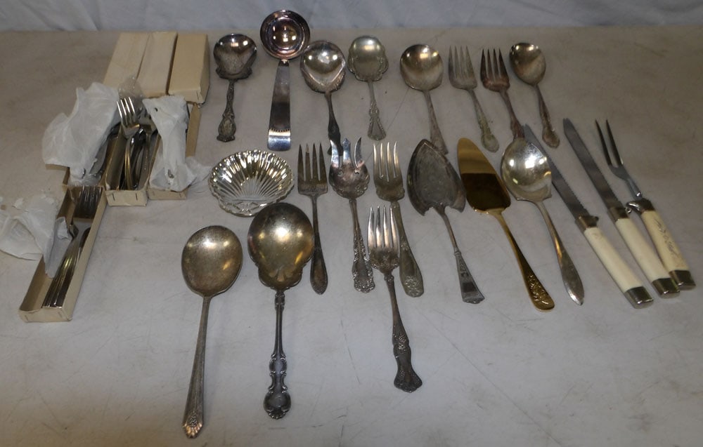 lot of silver plated flatware and serving pieces (1 of 4)