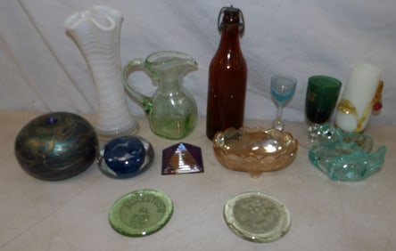 lot of art glass and color glass items