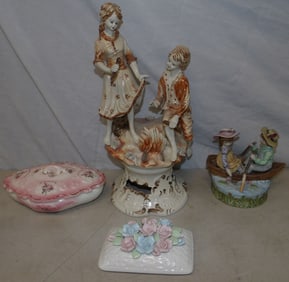 lot of painted porcelain items