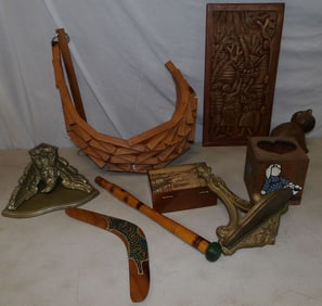 lot of wooden decorative items