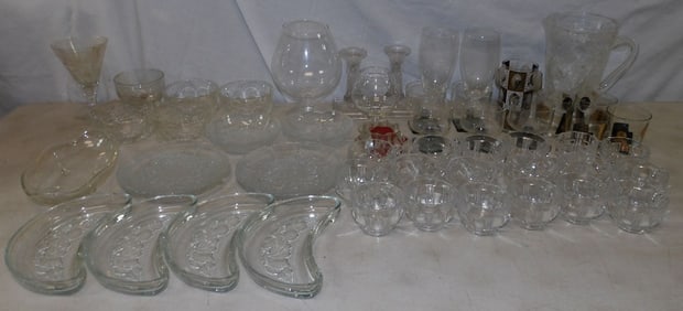 lot of clear glass items