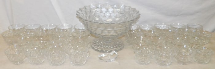 lot of Fostoria punch bowl set