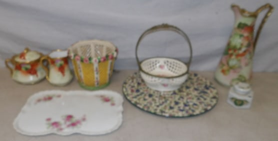 lot of hand painted porcelain items