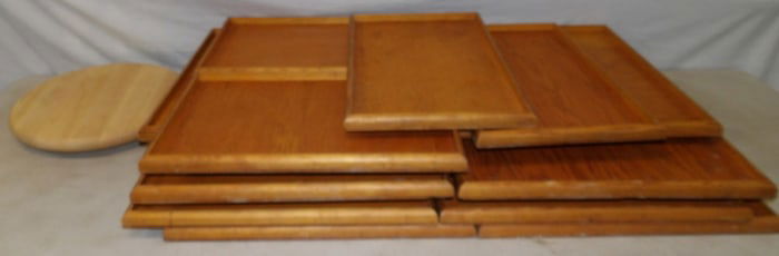 lot of wooden trays
