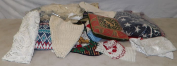 lot of linen coverlets