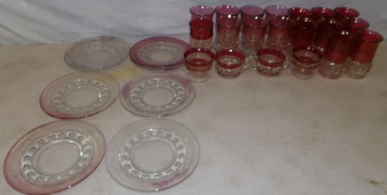 lot of cranberry kings crown glass