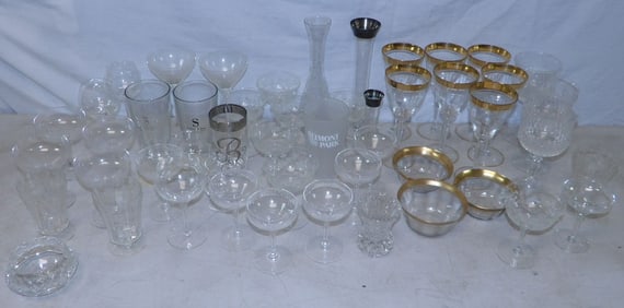 lot of glass stemware