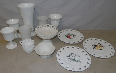 lot of milk glass