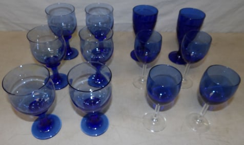 lot of cobalt blue glasses