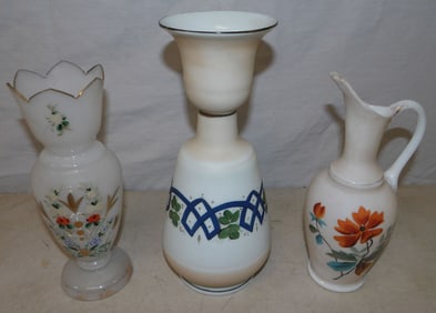 lot of hand painted glass items