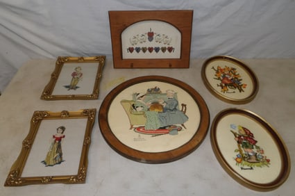 lot of framed needleworks