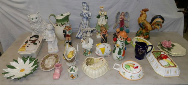 lot of painted porcelain items