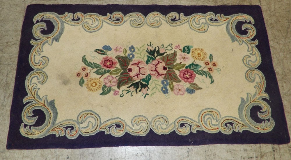 2' 5" by 4' 3 "antique hook rug (1 of 4)