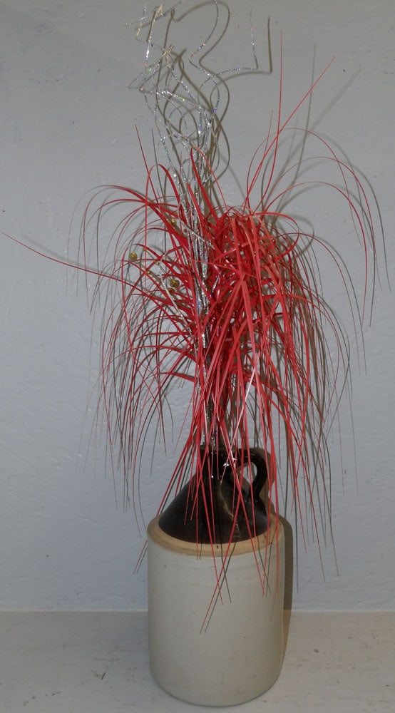 antique stoneware whiskey jug: antique stoneware whiskey jug . 11 1/2" H "ALL DESCRIPTIONS AND ANY CONDITION STATEMENT GIVEN BY LANGSTON AUCTION GALLERY ARE STRICTLY OPINIONS AND LANGSTON'S SHALL HAVE NO RESPONSIBILITY FOR ERRORS O