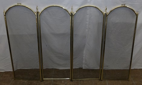 gilded metal and wire mesh fire screen