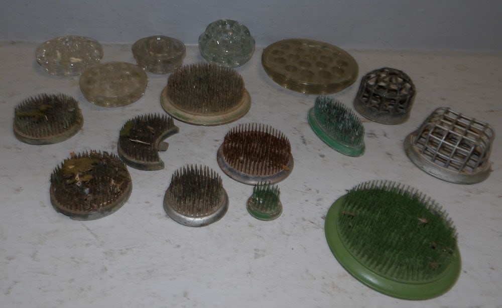 lot of metal and glass flower frogs (1 of 3)