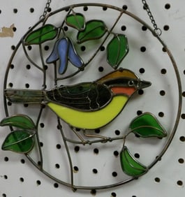 stain glass and metal bird sun catcher